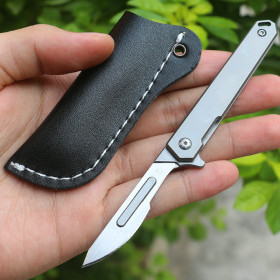 EDC Titanium Handle Scalpel Folding Knife Surgery Knife with 2 Extra Blades UD406536